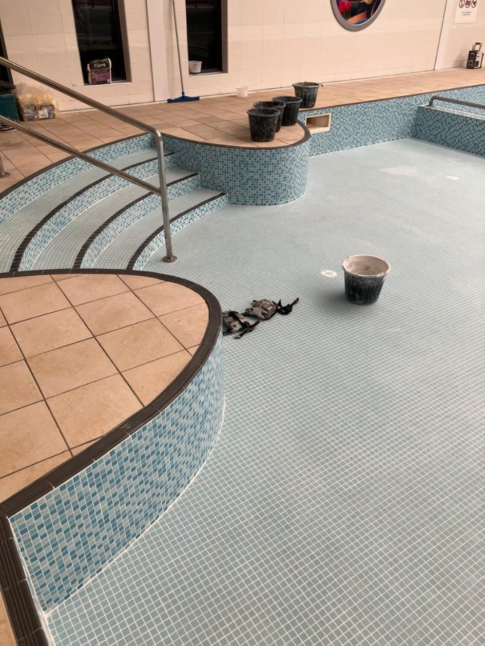 Mikveh tiling for immersion pools, steps and preparation rooms
